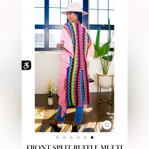 Athina, M(8/12) Poncho Sweater w/Ruffled Boarder, multicolor,mid calf length,NWT - Picture 2 of 6